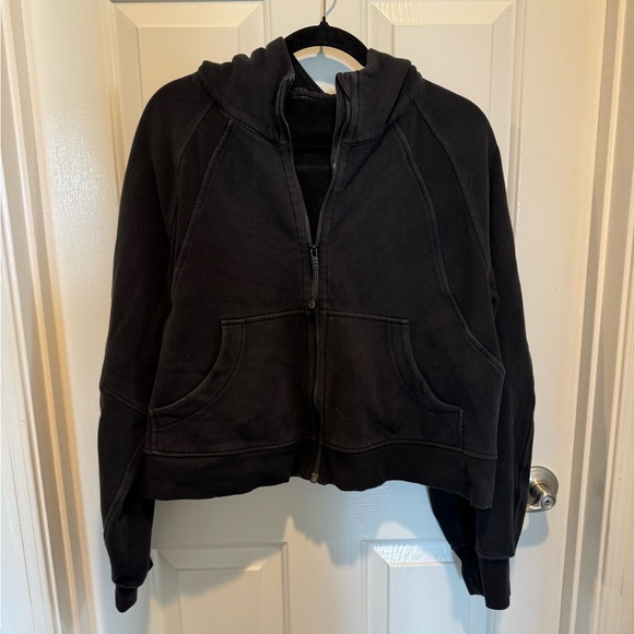 lululemon athletica Tops - Lululemon Black Zip-Up Oversized Crop Scuba Hooded Jacket Size XL/XXL